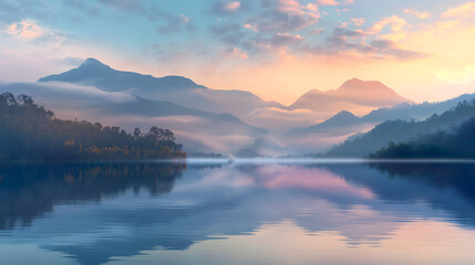 Serene Mountain Lake at Sunrise