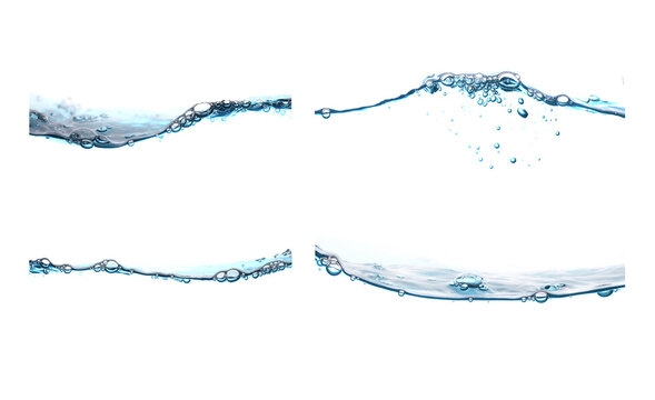 Set of water wave on white background