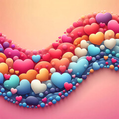 Obraz premium Multicolored small rounded fluffy 3D hearts