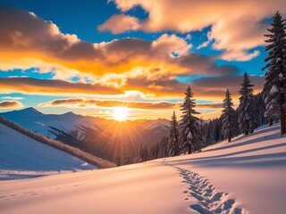 A Winter Season with Stark arboreal sentinels weather a delicate snow shower