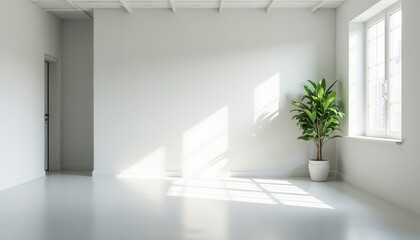 A bright white studio room with natural light creates an open, fresh atmosphere.