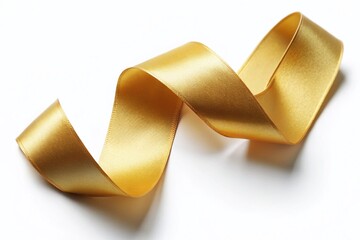 Gold Satin Ribbon Silhouette on White Background - Elegant Design Element