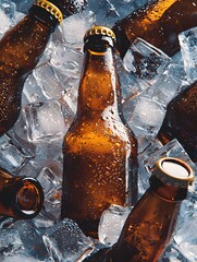 Photo of Chilled Beer Bottles on Ice