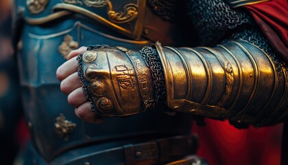 A Knights Armored Hand And Forearm Close Up