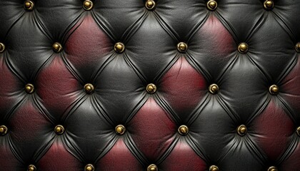 Fototapeta premium Elegant Black And Burgundy Leather Upholstery Detail