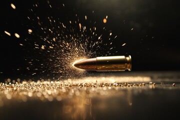 Bullet In Motion Sparks Trail Of Light
