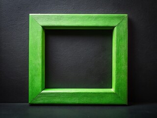 Green Frame on Black Background - Minimalist Documentary Style Stock Photo