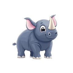 Fototapeta premium Adorable Baby Rhino Cartoon Illustration