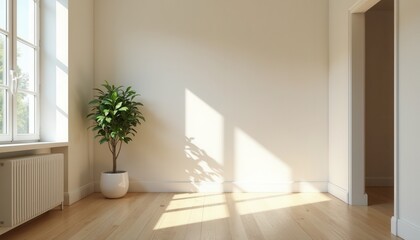 Obraz premium A spacious light-toned studio room with natural light creates a fresh and airy atmosphere.