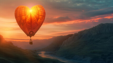 hot air balloon at sunset