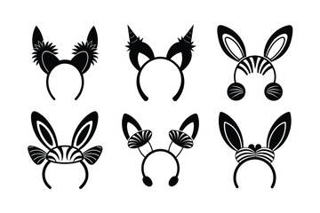 party animal headbands vector silhouette
