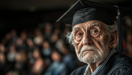 Fototapeta premium Elderly Man Graduates Wearing Academic Regalia