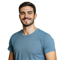 Obraz premium Portrait of a handsome Caucasian smiling man, isolated over transparent background, PNG, cutout 