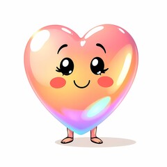 Obraz premium Cute Heart Character: A charming and cheerful heart-shaped character with big eyes and a sweet smile, perfect for expressing love, joy, and positivity. 