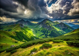 Fototapeta premium Surreal Low Tatras: Konske, Chopok, Siroka Dolina paint a dreamlike Slovakian landscape.