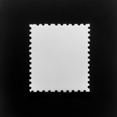 blank postage stamp on black, white postage stamp