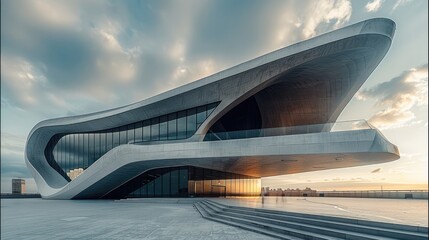 A opera building, metal building envelope, sharp.