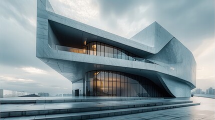 A opera building, metal building envelope, sharp.