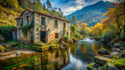 Fototapeta premium Homem River Geres National Park, Portugal: Abandoned Building Urban Exploration Photography