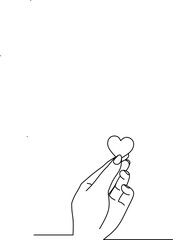 A hand holding heart symbol outline vector,hand holding heart heart line design vector on white background  for valentine Day celebration 