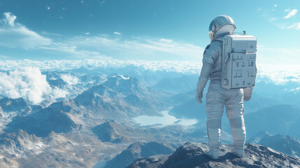 Astronauta en planeta extraterrestre