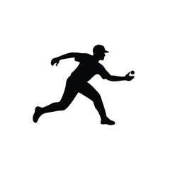 A baseball player vector silhouettes