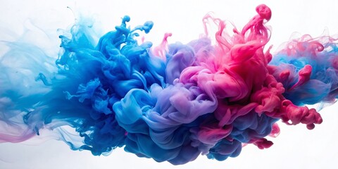 Fototapeta premium Hypnotic Blue & Pink Ink Swirls in Water - Abstract Art Stock Photo