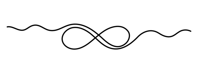 Infinity sign mark one line art,hand drawn unlimited eternity mark,idea Ouroboros snake drawing continuous contour.Endlessness concept,minimalistic art drawing.Isolated.Editable stroke.