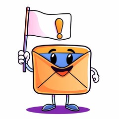Cheerful Mail Mascot with Important Message 