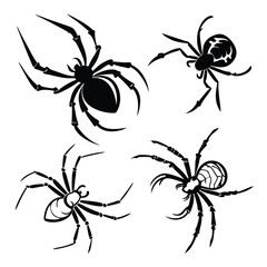 Detailed spider icon drawings for insect-themed artwork