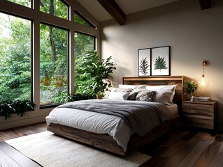 cozy bedroom with clean decor and natural lighting