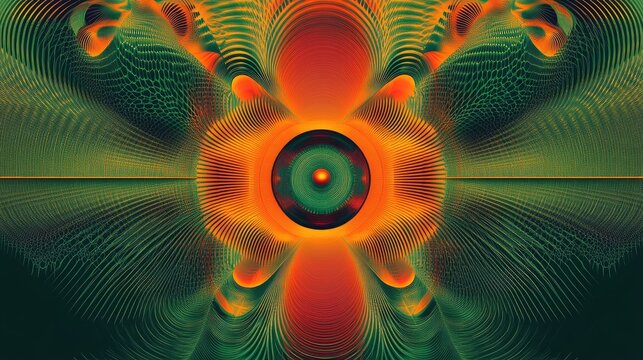 Abstract geometric template with symmetrical patterns and bold gradients for a futuristic look.