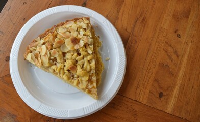 delicious Apple pie on a white plate. tasty and delicious.