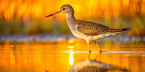Lesser Yellowlegs Bird in Wetland Habitat - Stunning Nature Photography