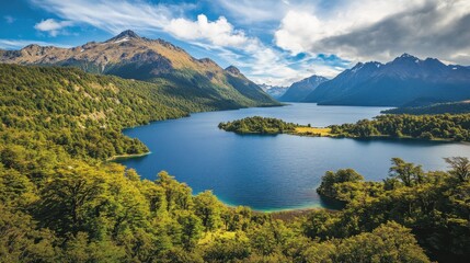 Fototapeta premium Serene Mountain Lake Landscape in New Zealand