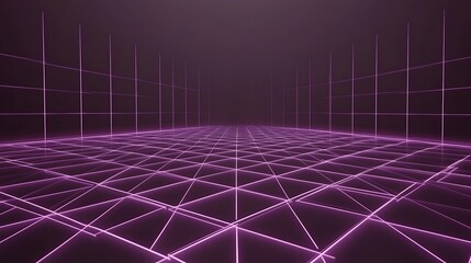 Obraz premium Abstract Purple Grid Neon Light Room Design
