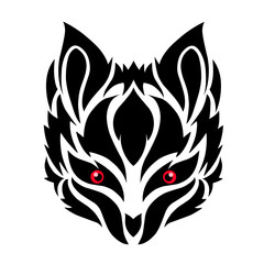 abstract tribal art tattoo design wolf head face suitable for logos and others