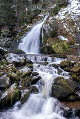 Long exposure view of a beautiful waterfall in the city of Triberg Germany