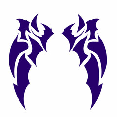illustration vector graphic of tribal art design abstract tattoo of a pair of dragon wings
