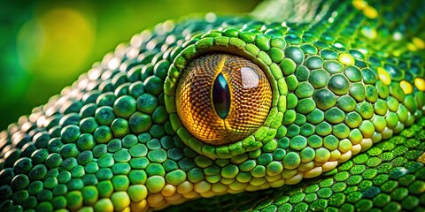Emerald Scales: Macro Photography of a Green Tree Python's Eye