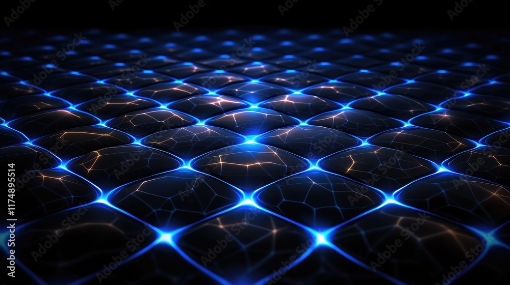 Poster dynamic light patterns abstract space digital art dark environment close-up view technology concept