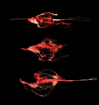 splash and splatter of paint isolated on black background
