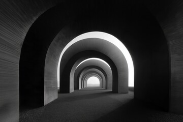 Naklejka premium Endless Archway: A Monochromatic Perspective 