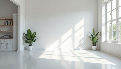 A spacious white studio room with plenty of natural light provides a clean, bright backdrop.