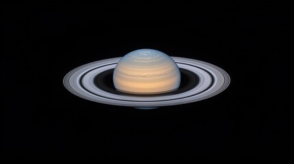 A stunning view of Saturn, showcasing its vibrant rings and blue-tinged atmosphere against a dark backdrop.