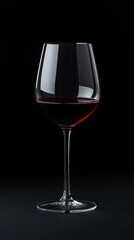 A cinematic 8k image of a red wine glass isolated against a dark background, emphasizing elegance and sophistication.