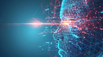 A high-tech AI interface with a laser beam tracing an intricate pattern, representing the precision of data analytics in artificial intelligence.


