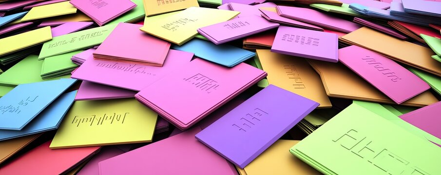 A colorful assortment of cards scattered on a surface, likely for games or educational purposes.