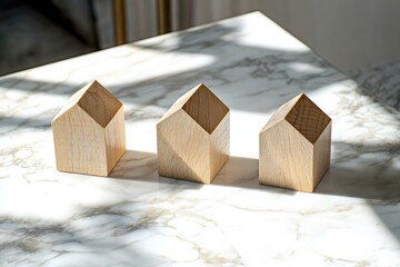 Wooden houses on table