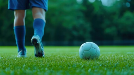 Obraz premium Blurred image of a coach inspiring the team during an intense training session on the field.